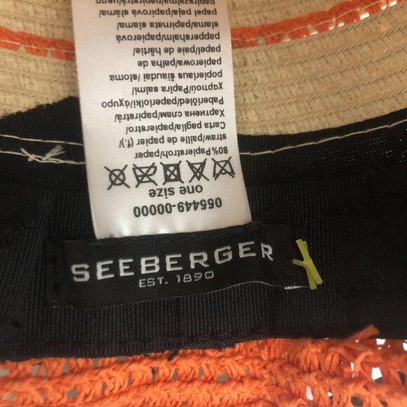 Seeberger Straw Sun Hat | Orange & Natural Paper Straw | European Summer Hat main image 9